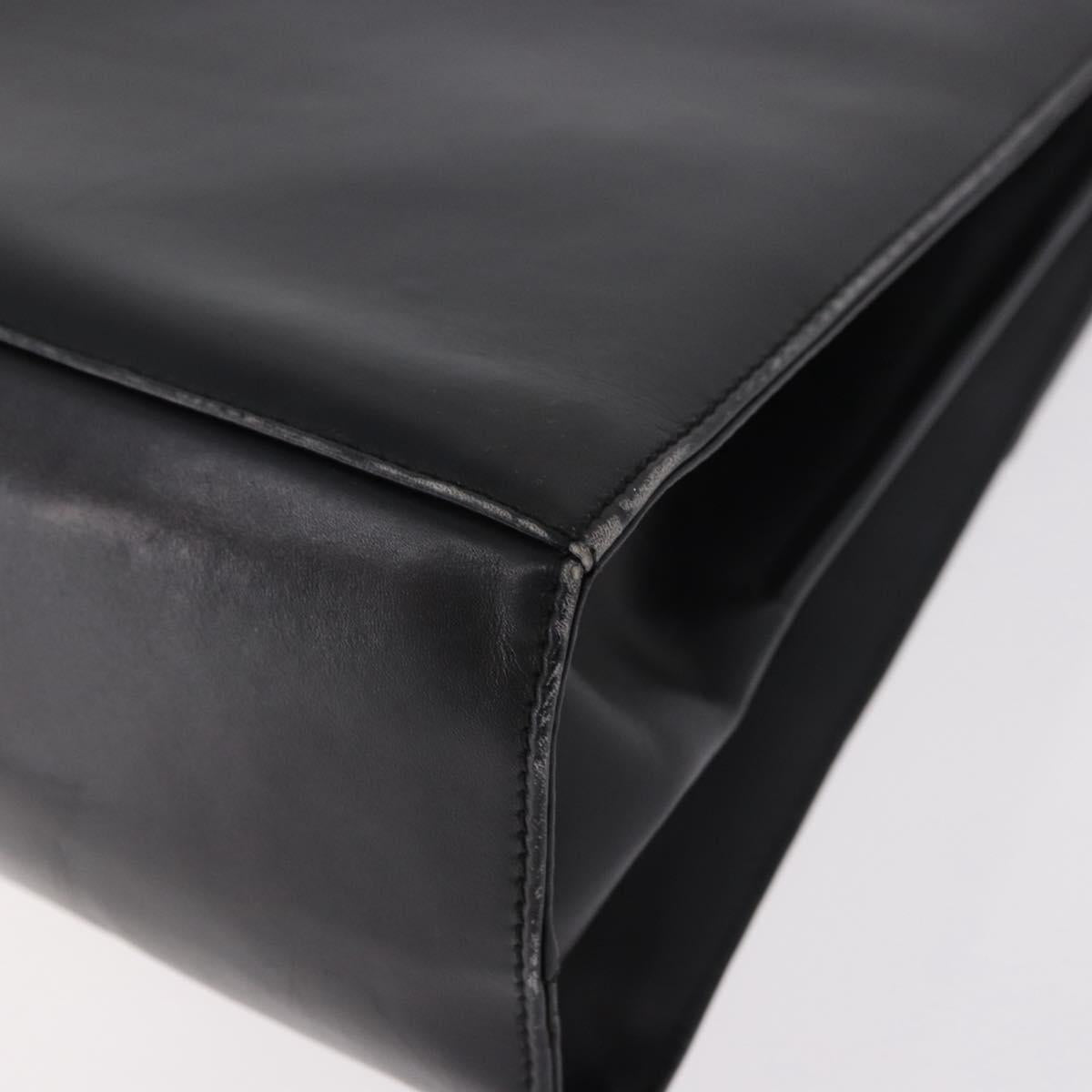 Salvatore Ferragamo Gancini Hand Bag Leather Black Gold Auth 183947