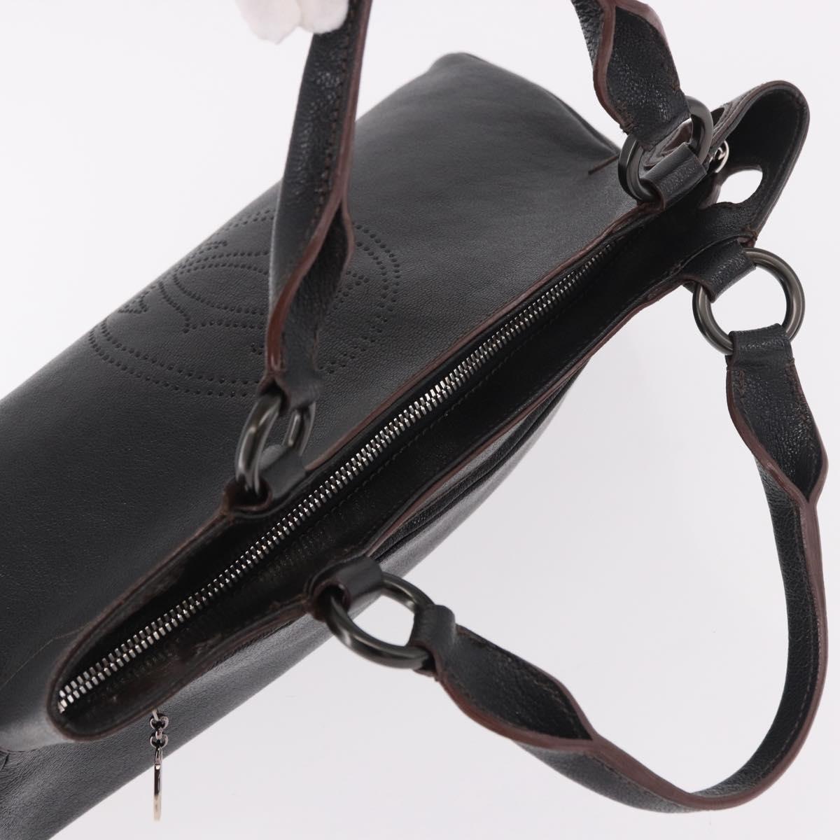 CARTIER Marcello Must Line Hand Bag Leather Black Auth 183950V
