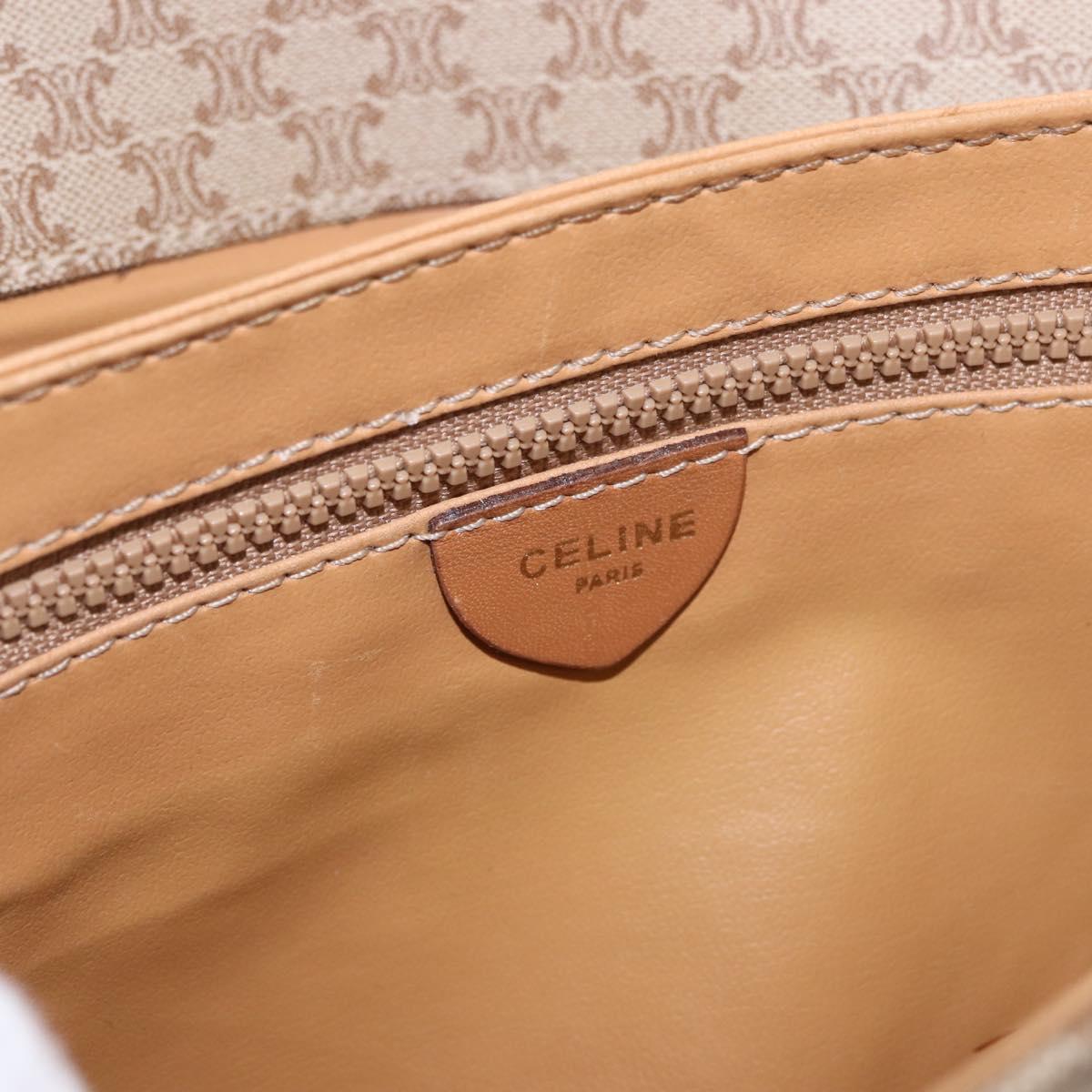 CELINE Macadam Canvas Shoulder Bag PVC Beige Gold Auth 183951