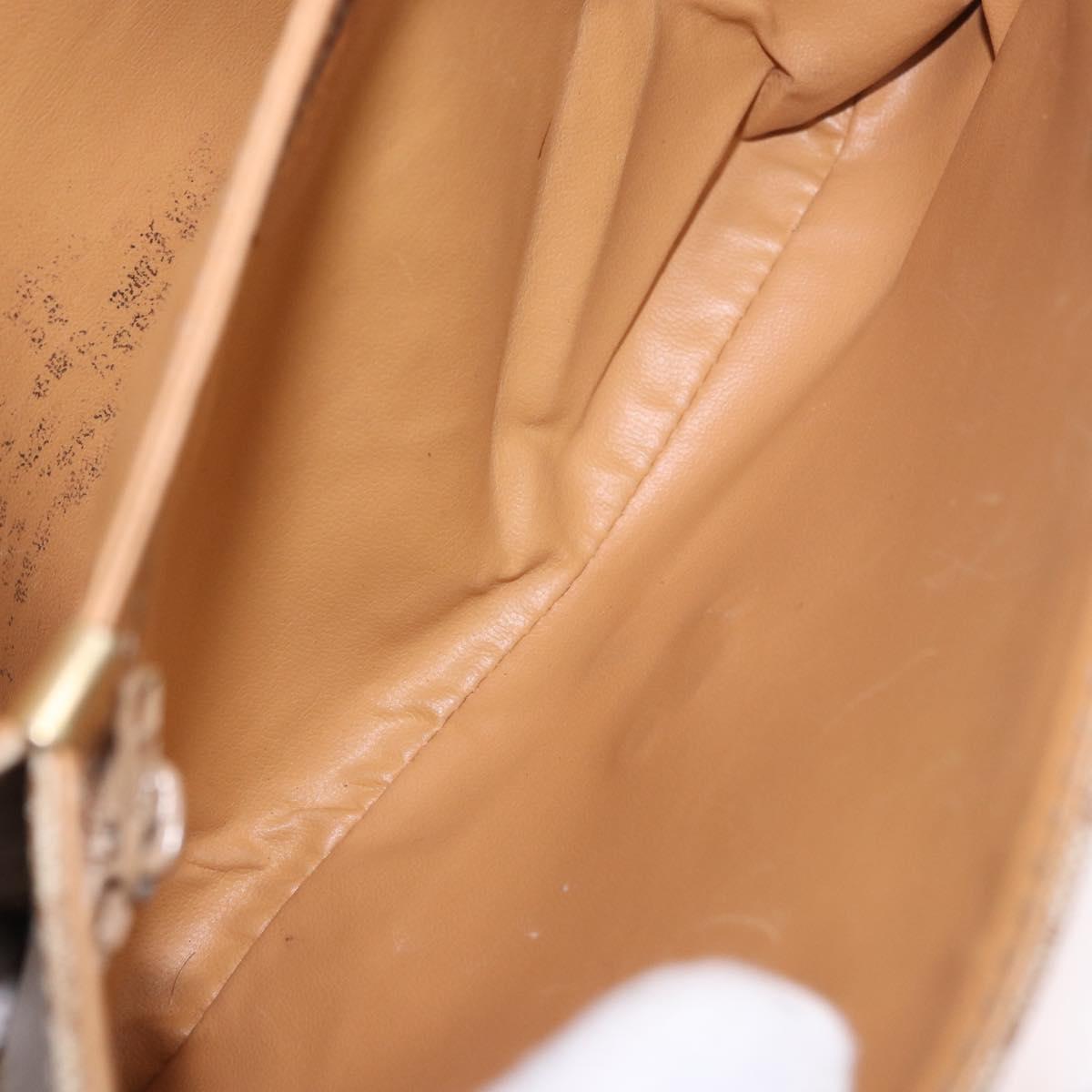 CELINE Macadam Canvas Shoulder Bag PVC Beige Gold Auth 183951