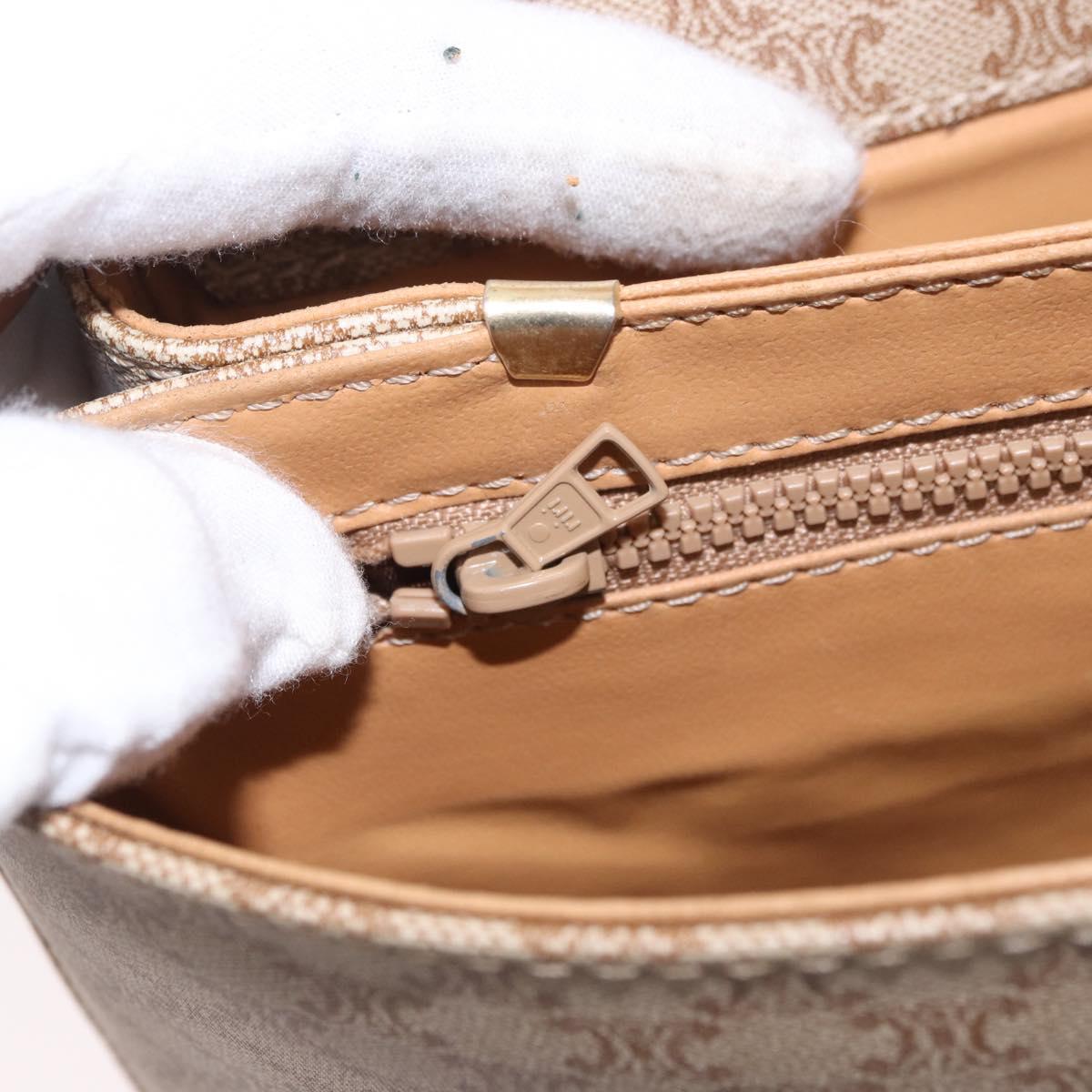 CELINE Macadam Canvas Shoulder Bag PVC Beige Gold Auth 183951