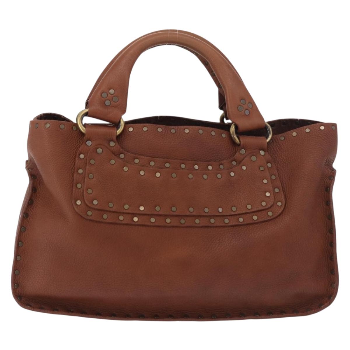 CELINE Boogie bag Hand Bag Leather Brown Auth 183952A