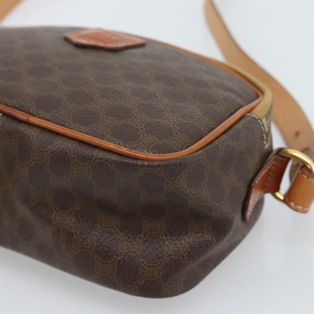 CELINE Macadam Canvas Hand Bag PVC Leather 2way Brown Gold Auth 183953A