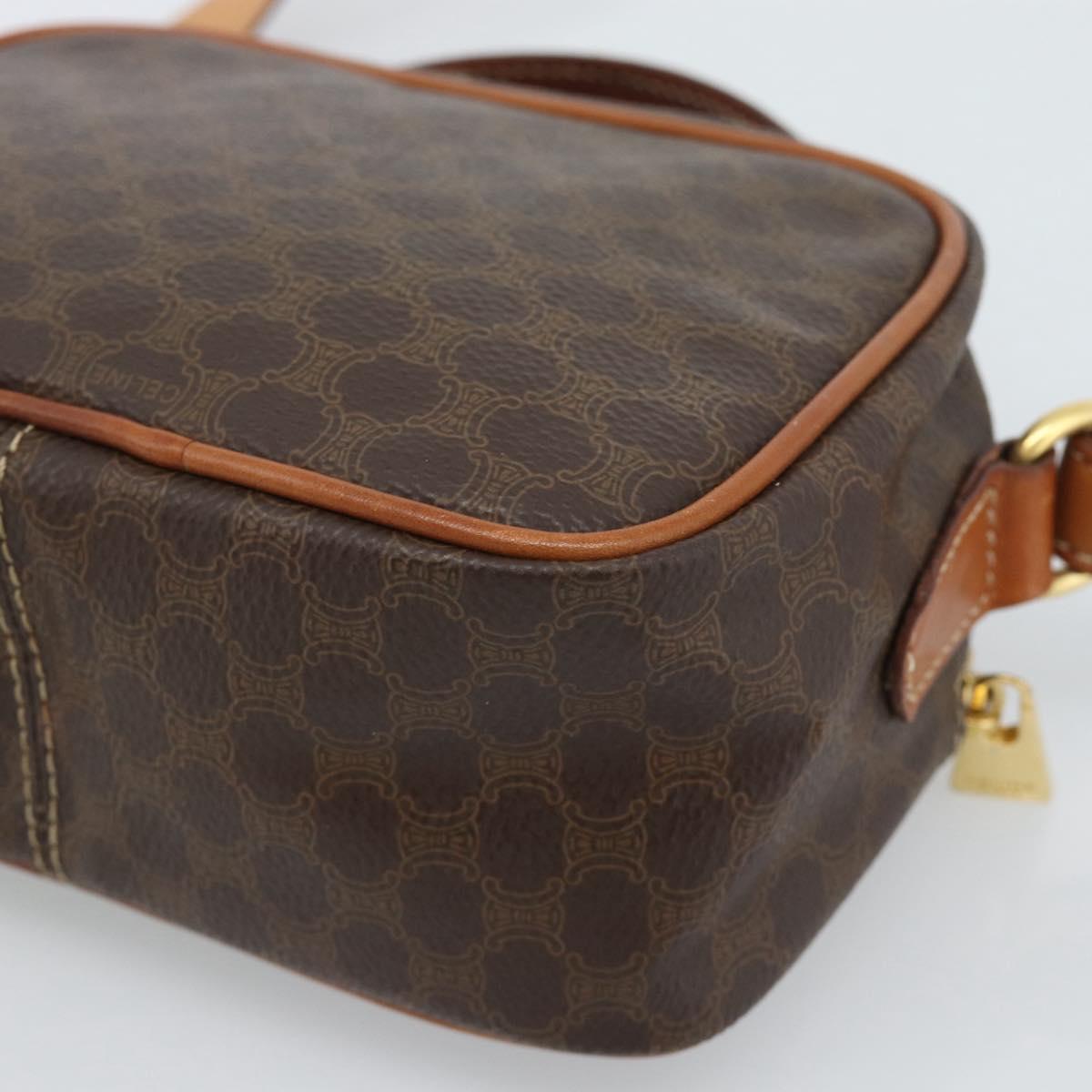 CELINE Macadam Canvas Hand Bag PVC Leather 2way Brown Gold Auth 183953A