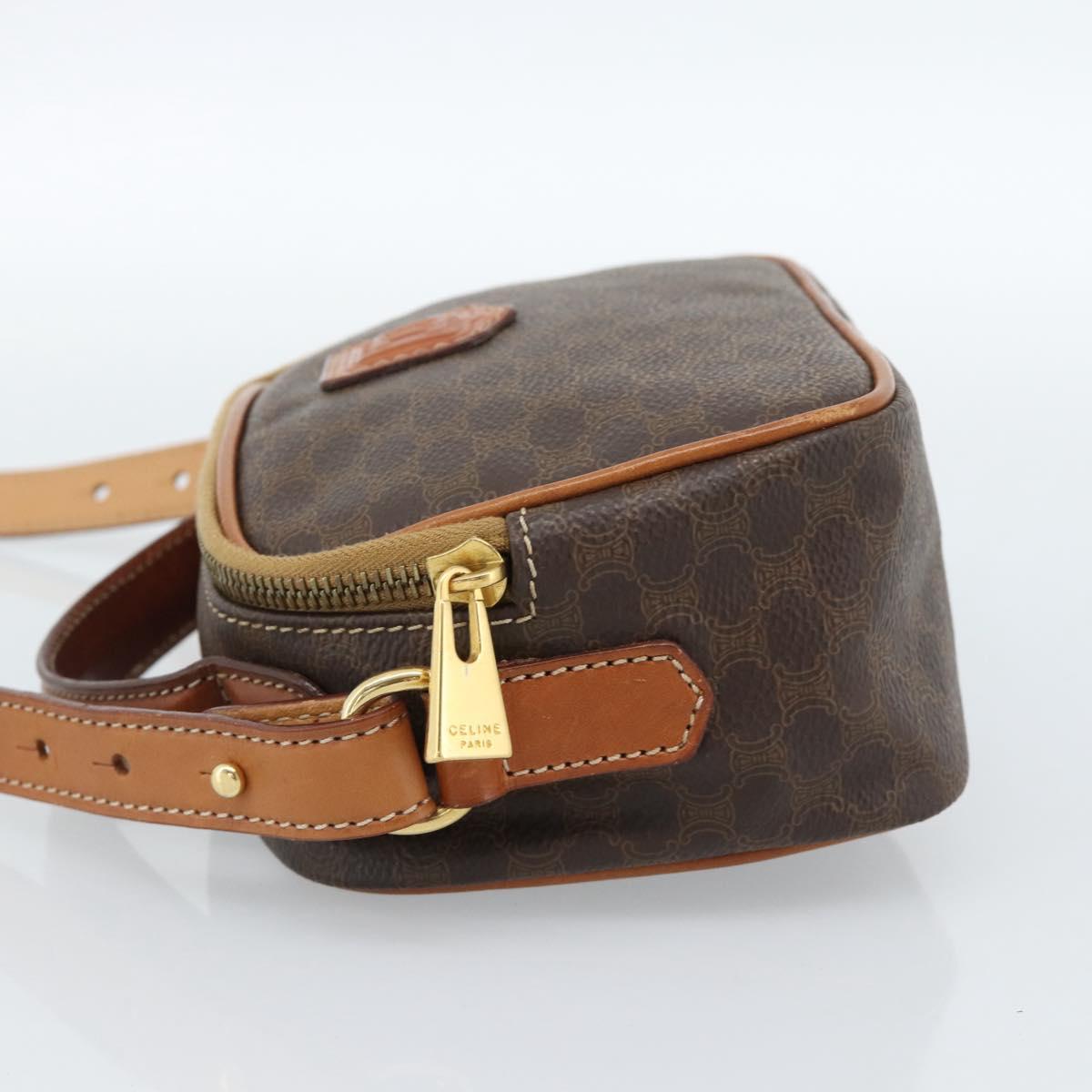 CELINE Macadam Canvas Hand Bag PVC Leather 2way Brown Gold Auth 183953A