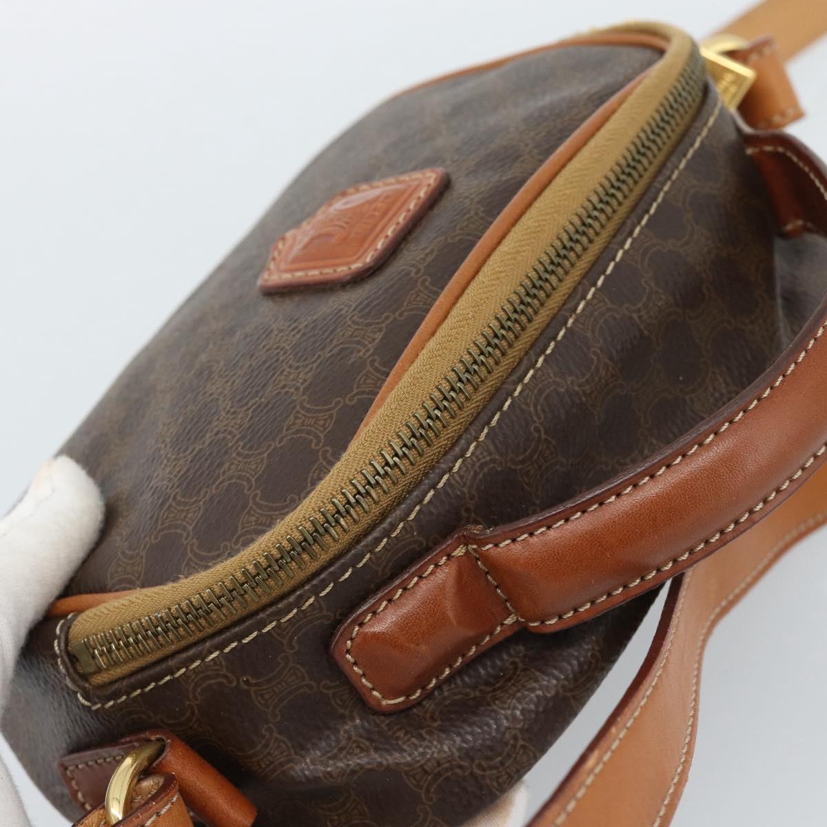 CELINE Macadam Canvas Hand Bag PVC Leather 2way Brown Gold Auth 183953A
