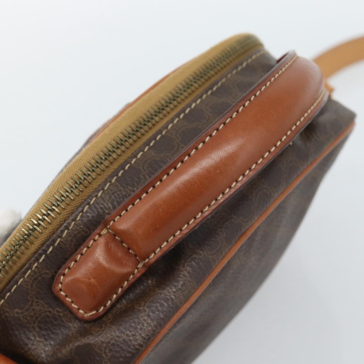 CELINE Macadam Canvas Hand Bag PVC Leather 2way Brown Gold Auth 183953A