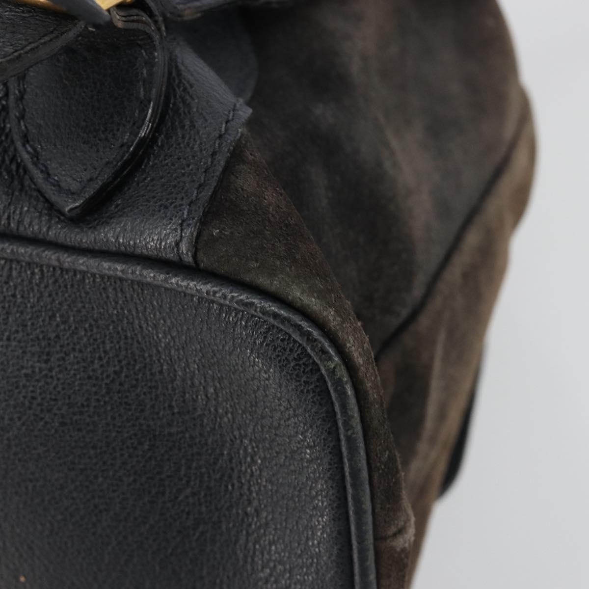 GUCCI Bamboo Backpack Suede Navy Gold 003 2058 0016 Auth 183957
