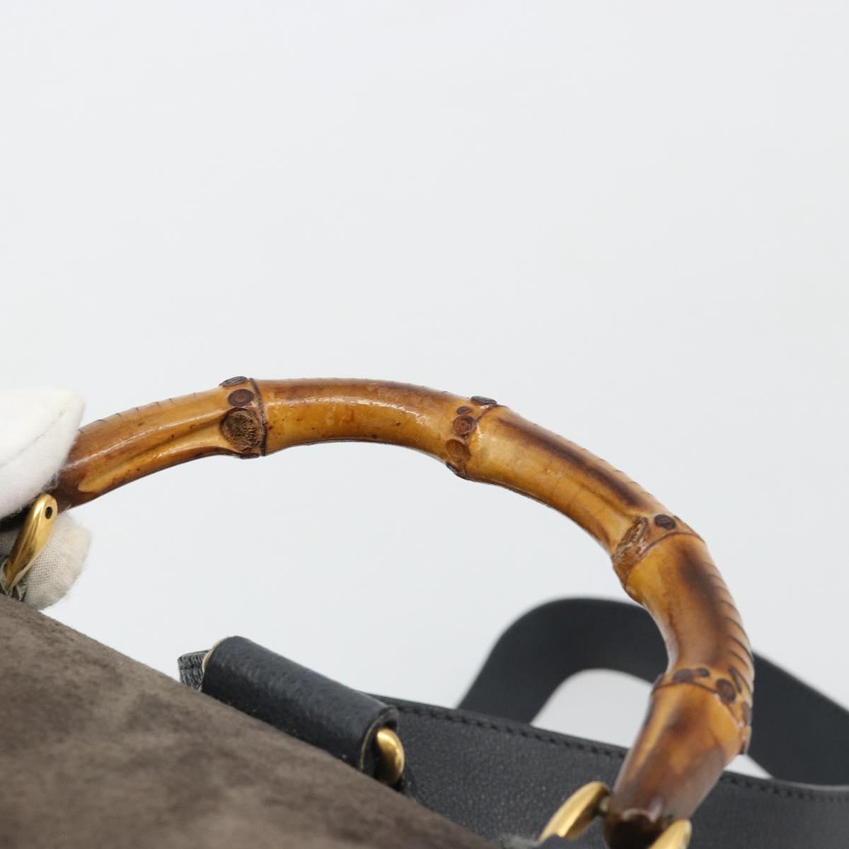 GUCCI Bamboo Backpack Suede Navy Gold 003 2058 0016 Auth 183957