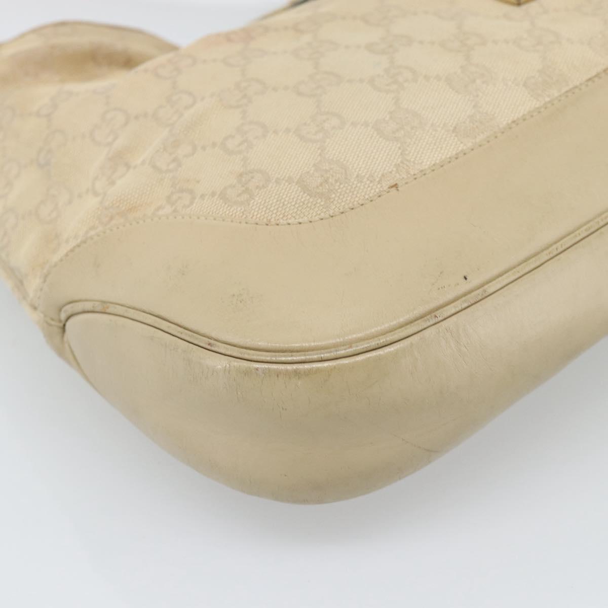 GUCCI GG Canvas Jackie Shoulder Bag Beige Silver 001 3306 Auth 183958