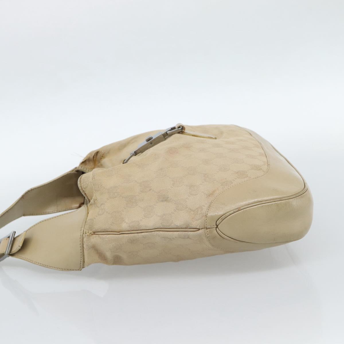 GUCCI GG Canvas Jackie Shoulder Bag Beige Silver 001 3306 Auth 183958