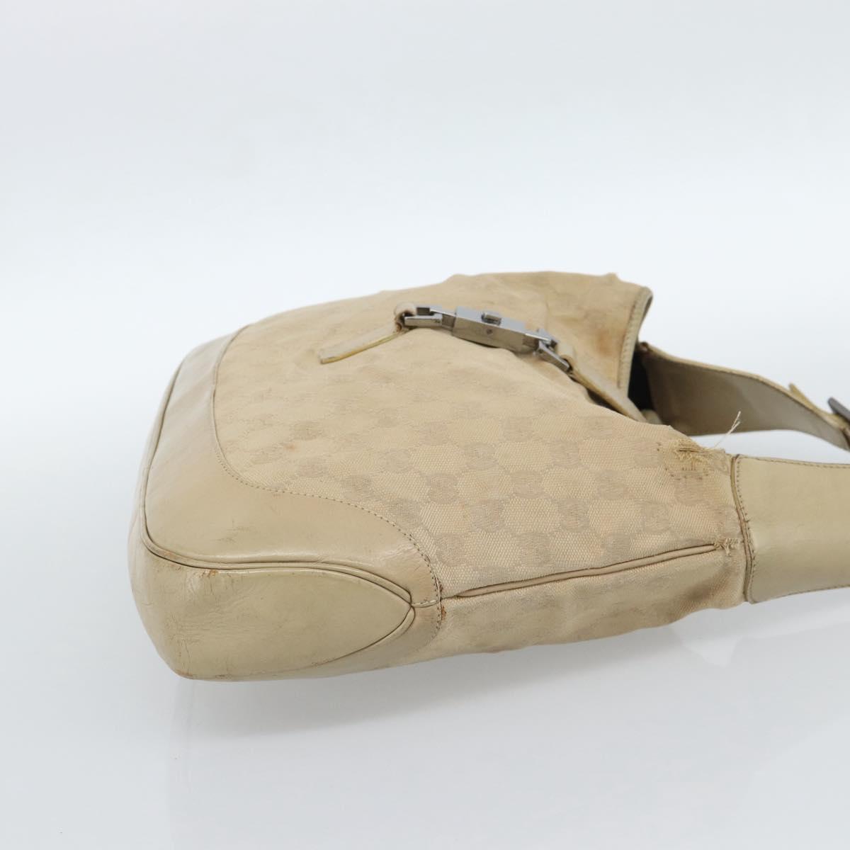 GUCCI GG Canvas Jackie Shoulder Bag Beige Silver 001 3306 Auth 183958