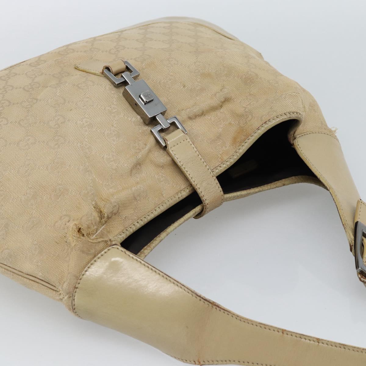 GUCCI GG Canvas Jackie Shoulder Bag Beige Silver 001 3306 Auth 183958