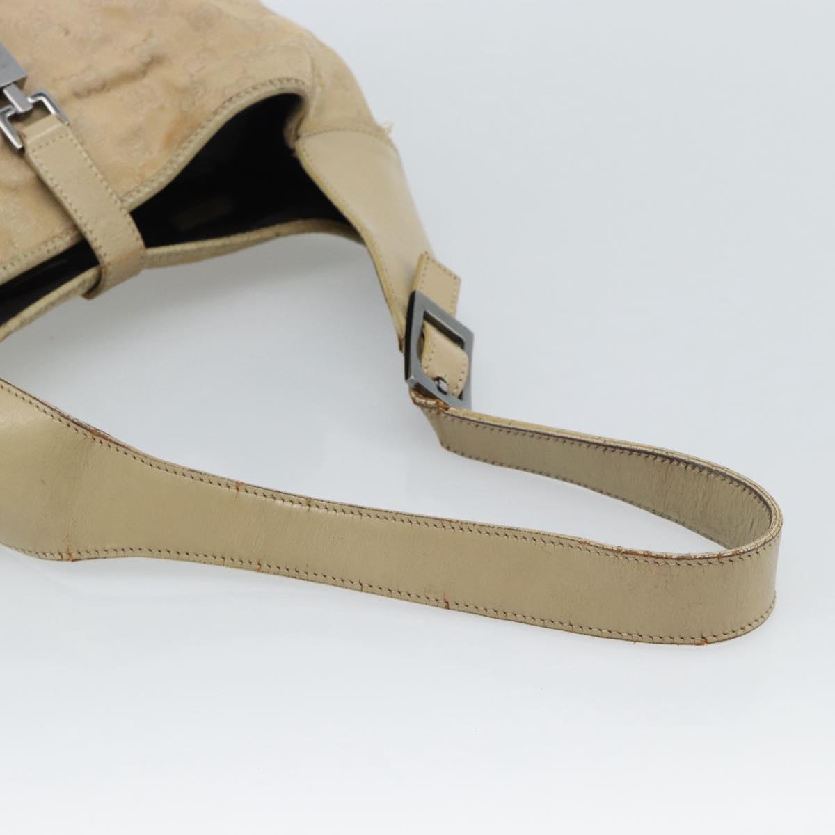GUCCI GG Canvas Jackie Shoulder Bag Beige Silver 001 3306 Auth 183958