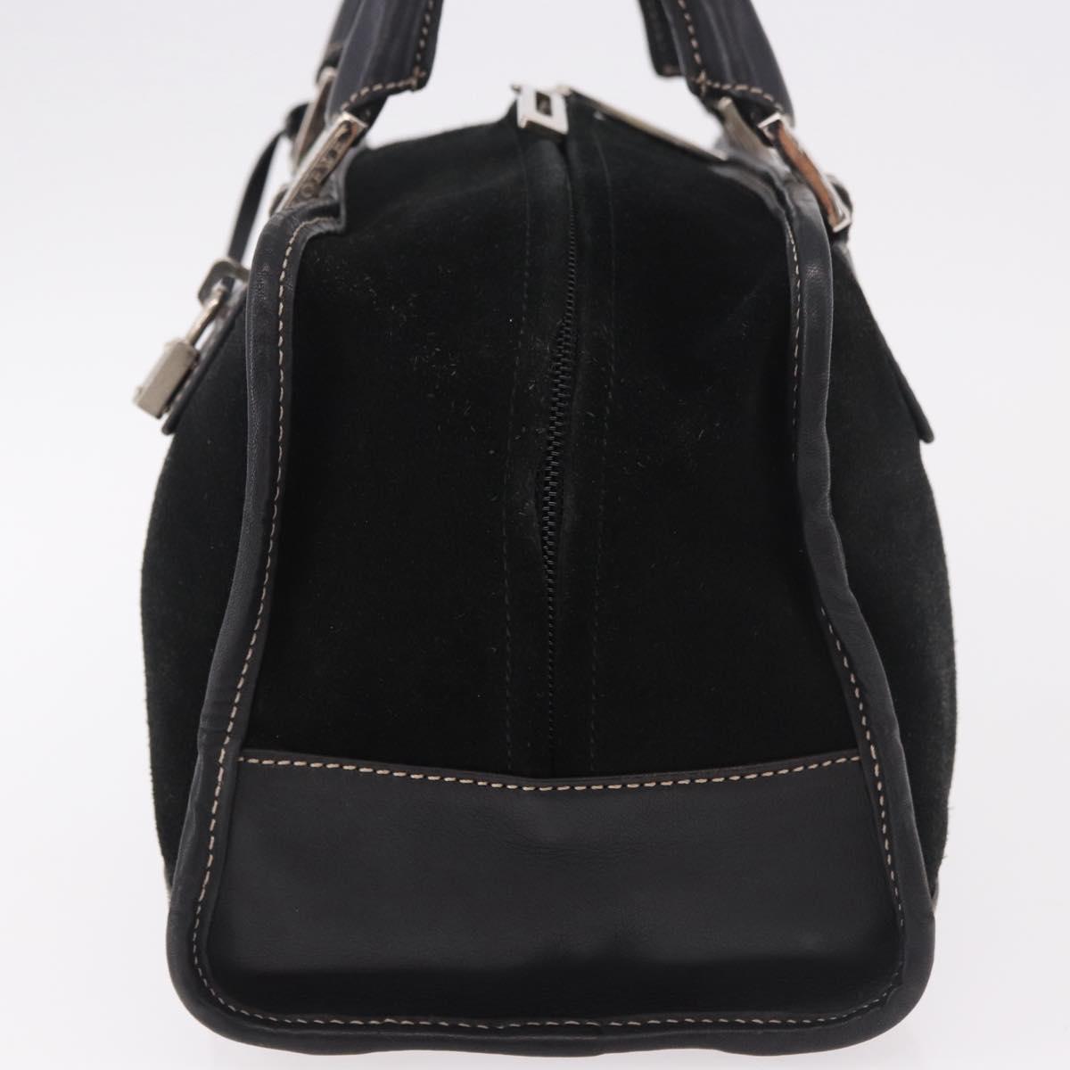 LOEWE Anagram Americana 28 Hand Bag Suede Leather Black Silver Auth 183959V