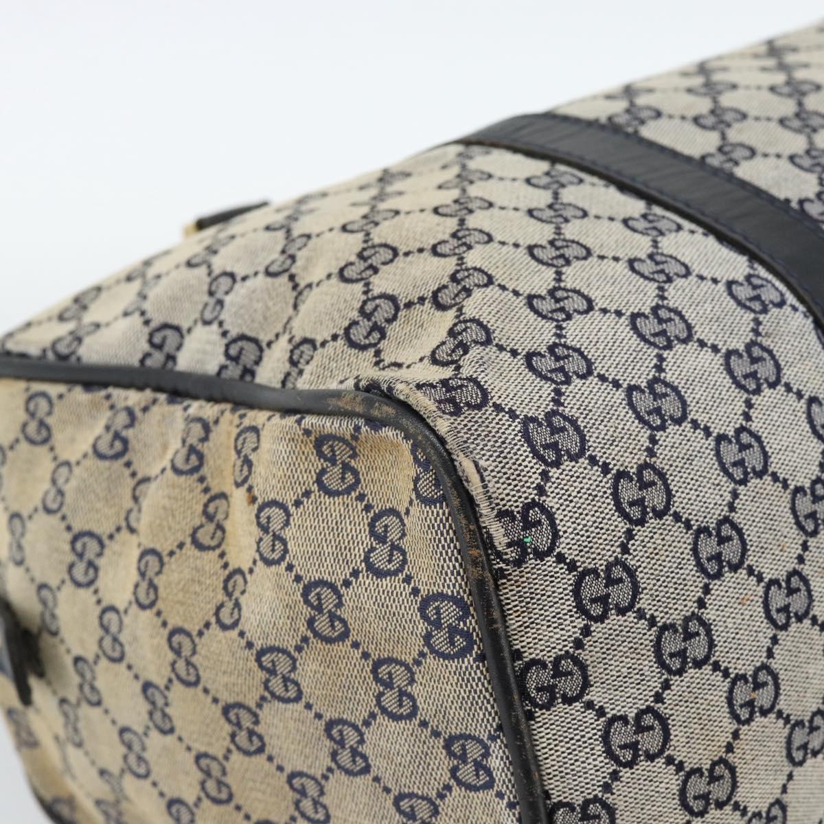 GUCCI GG Canvas Boston Bag Navy Gold Auth 183960