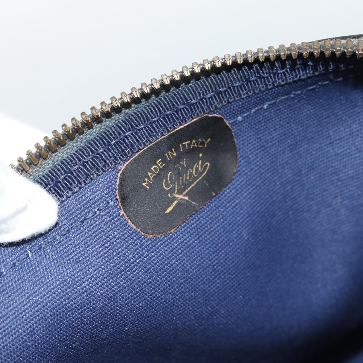 GUCCI GG Canvas Boston Bag Navy Gold Auth 183960