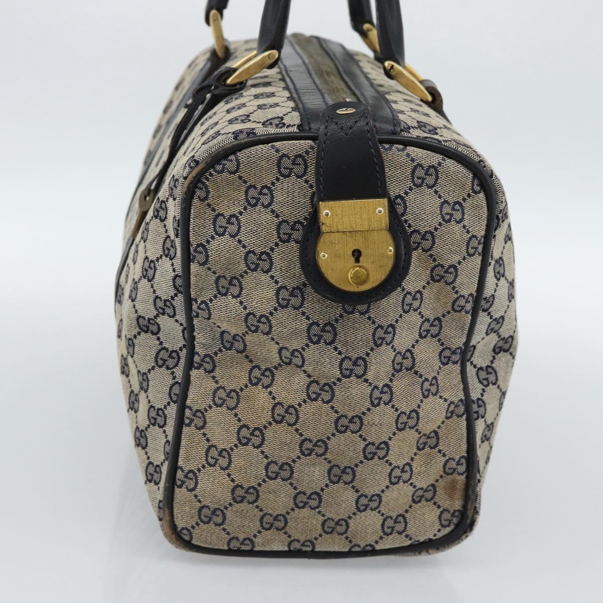 GUCCI GG Canvas Boston Bag Navy Gold Auth 183960