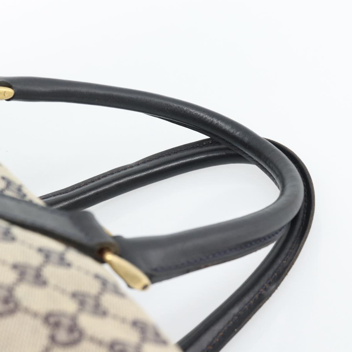 GUCCI GG Canvas Boston Bag Navy Gold Auth 183960