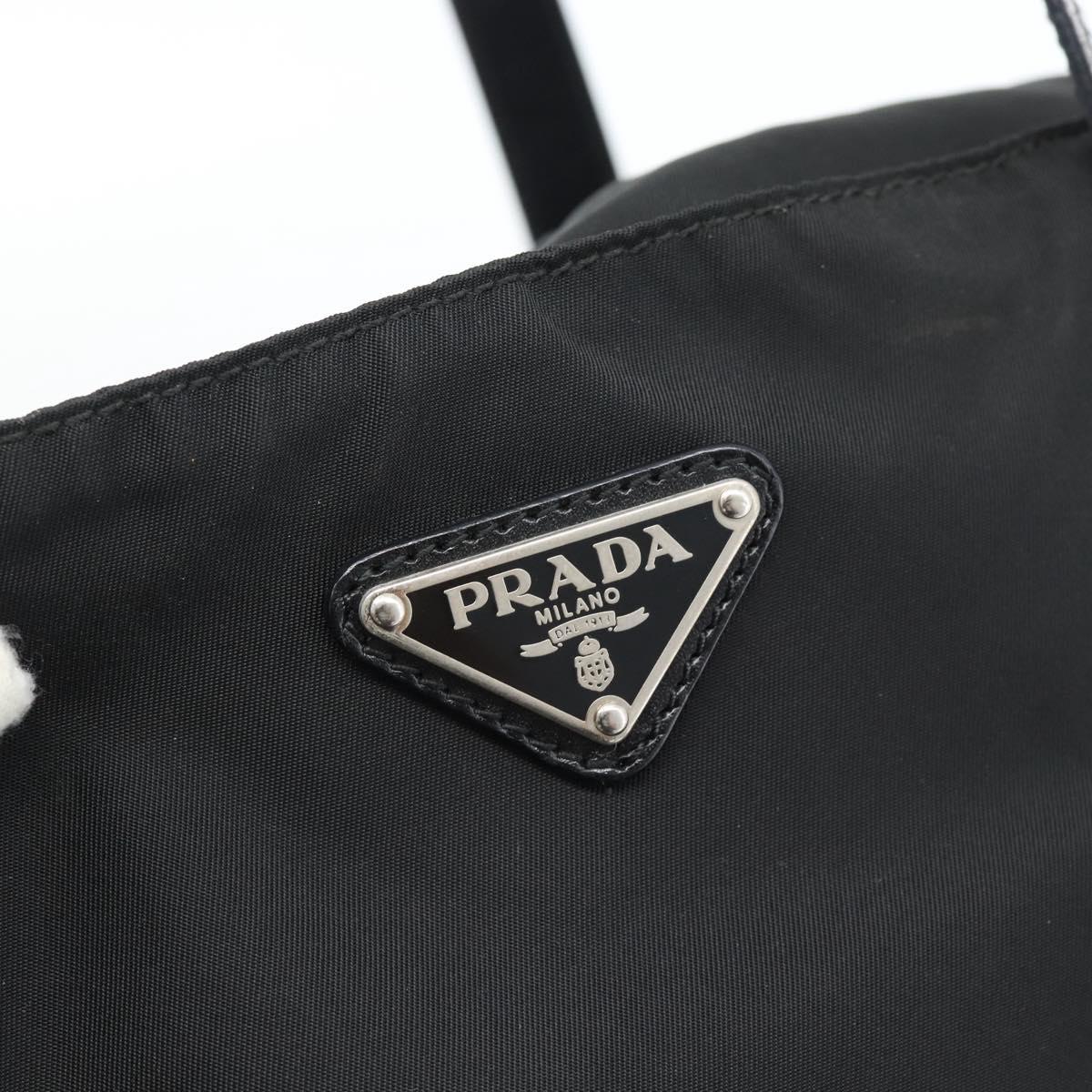 PRADA Tote Bag Nylon Black Silver Auth 183968A