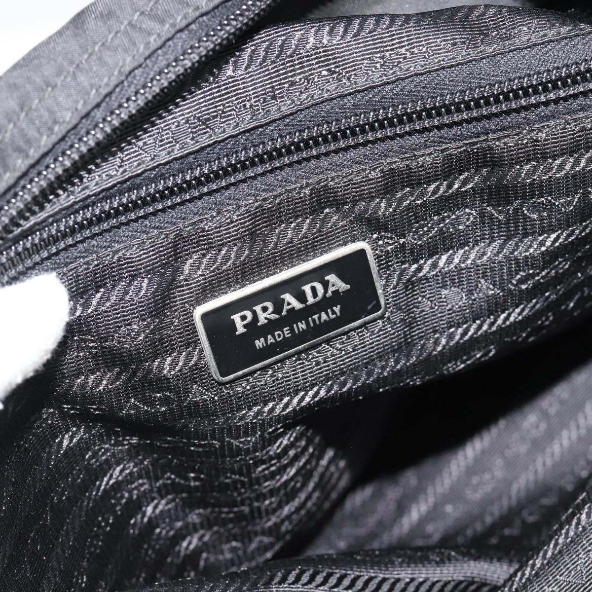 PRADA Tote Bag Nylon Black Silver Auth 183968A