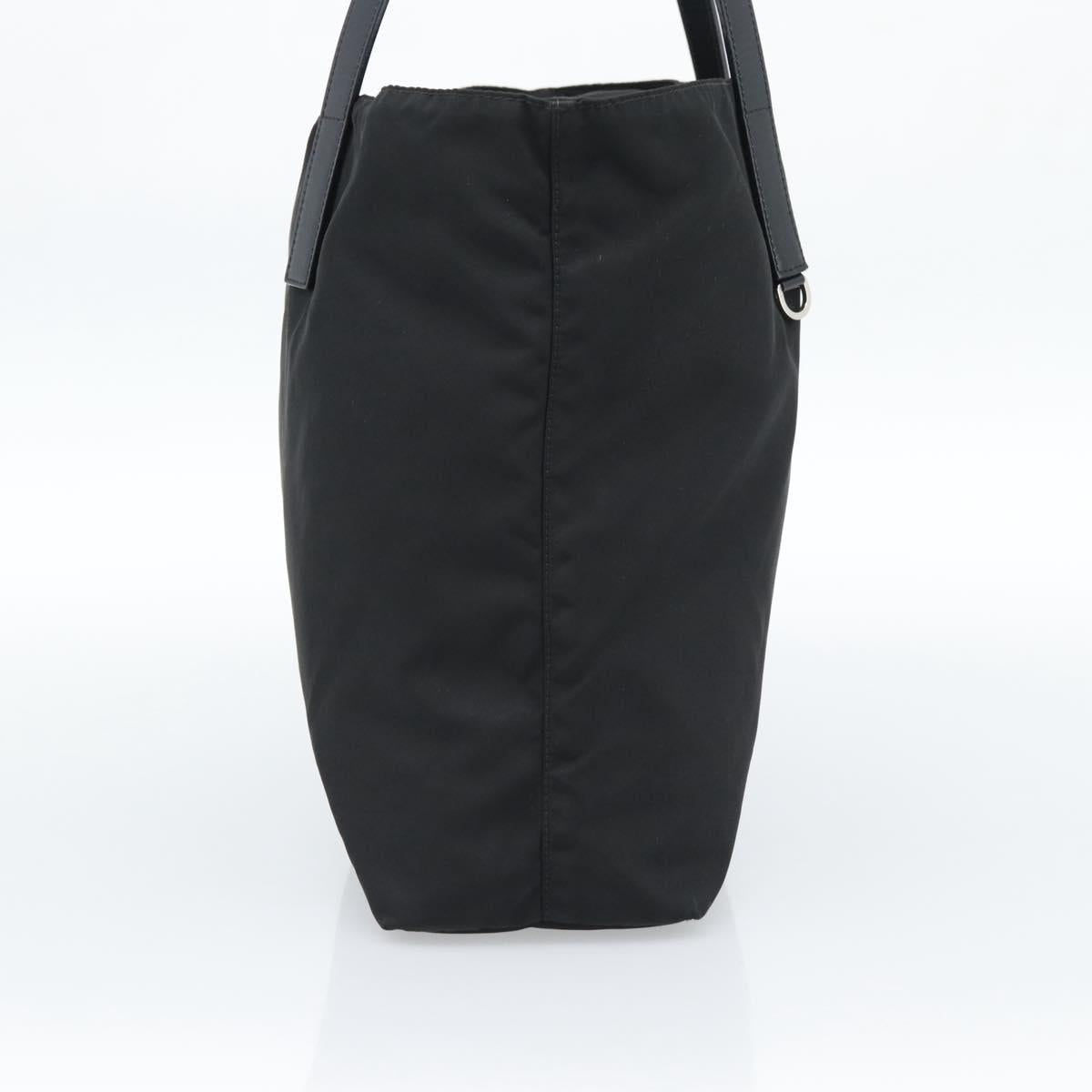 PRADA Tote Bag Nylon Black Silver Auth 183968A