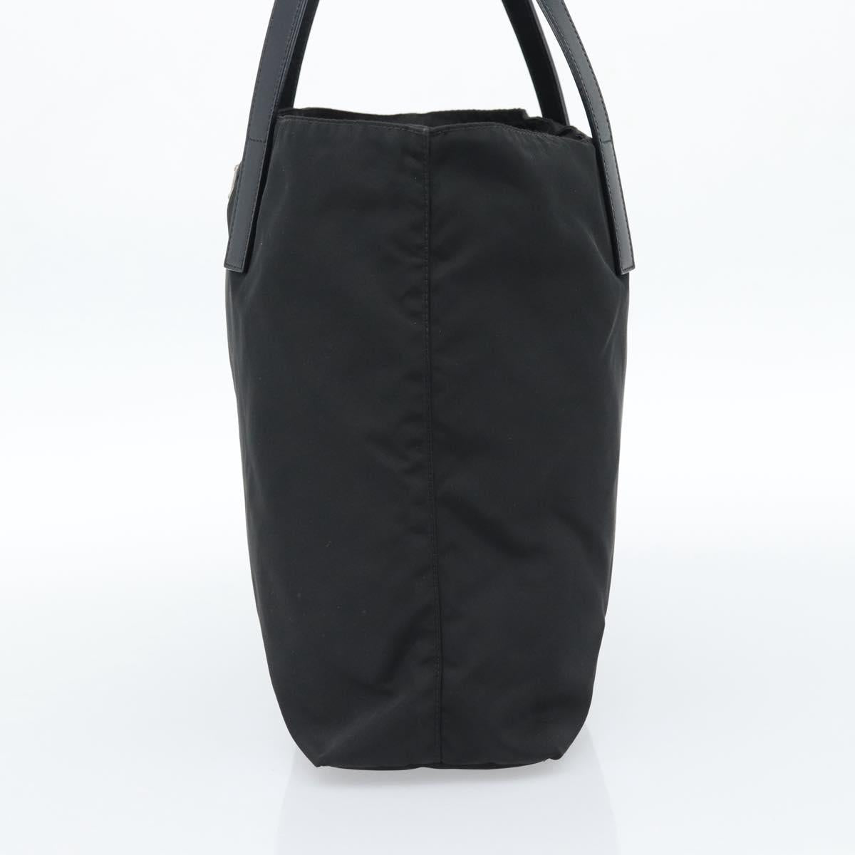 PRADA Tote Bag Nylon Black Silver Auth 183968A