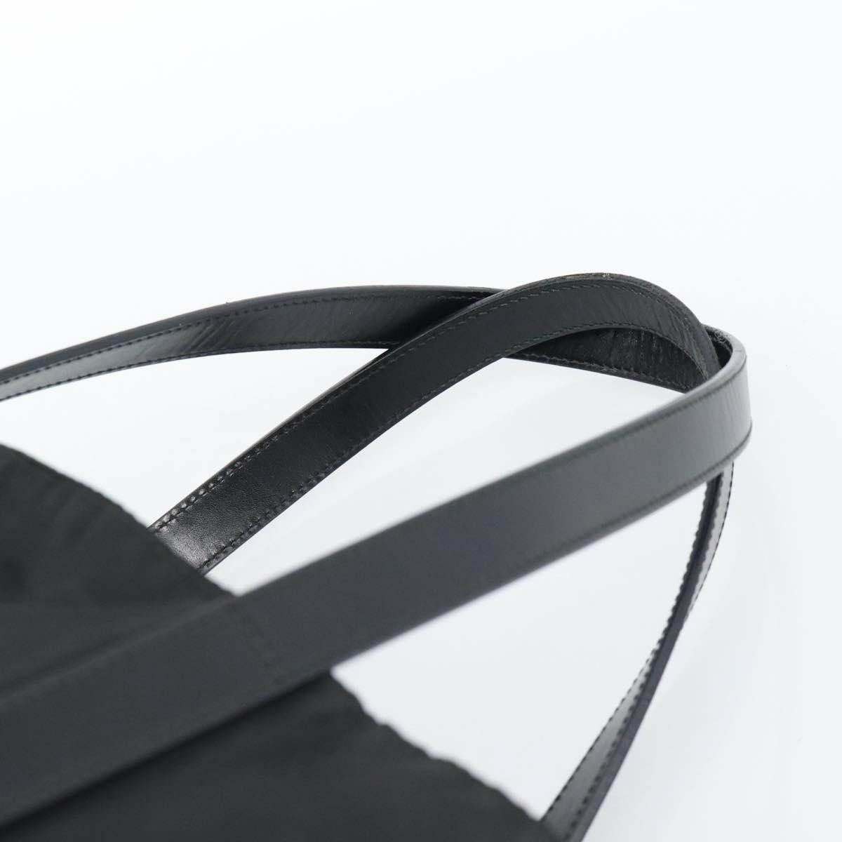 PRADA Tote Bag Nylon Black Silver Auth 183968A