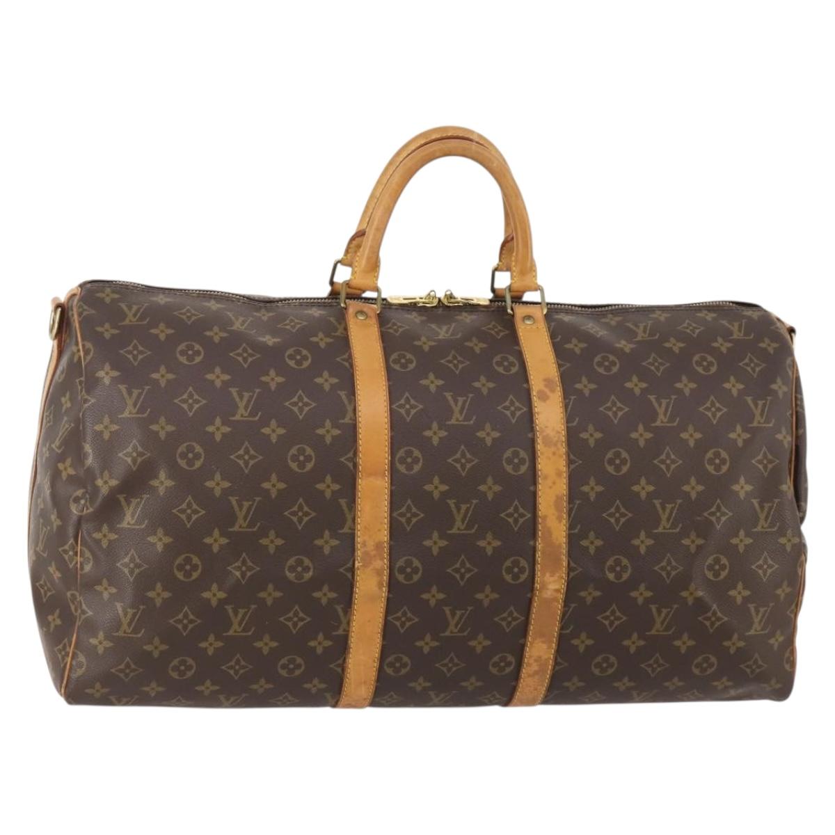 LOUIS VUITTON Monogram Keepall Bandouliere 55 Boston Bag M41414 LV Auth 183970