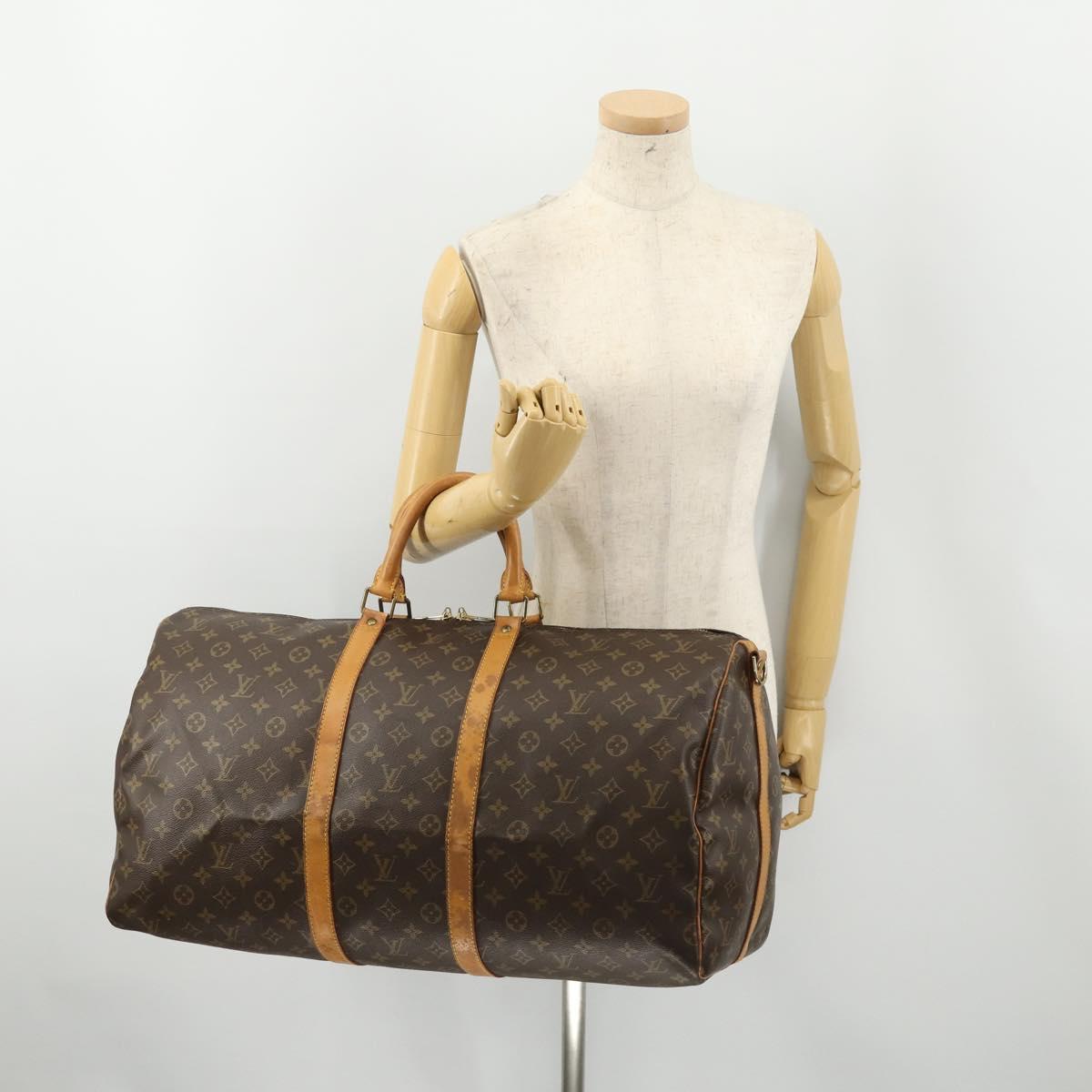 LOUIS VUITTON Monogram Keepall Bandouliere 55 Boston Bag M41414 LV Auth 183970