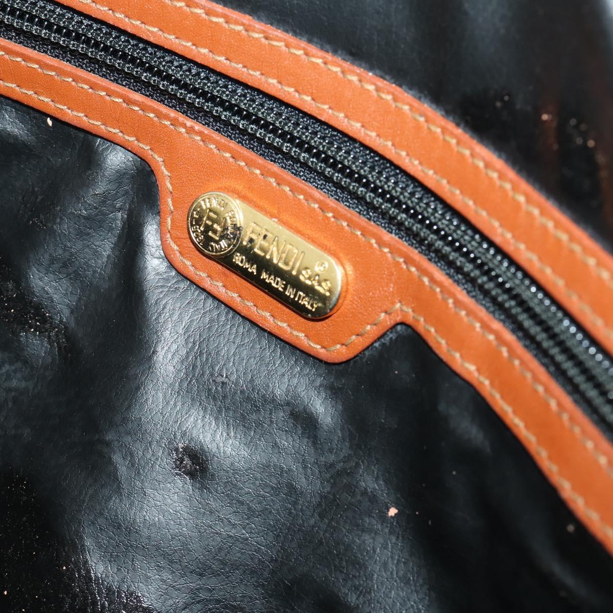 FENDI Pecan Canvas Boston Bag PVC 2way Black Brown Auth 183971