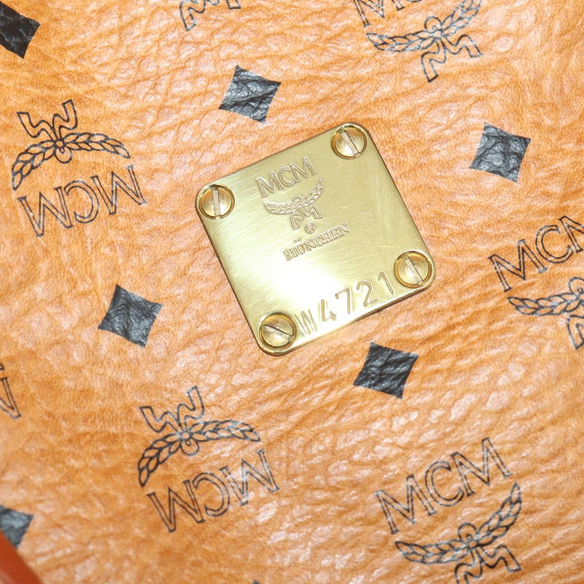 MCM Vicetos Logogram Boston Bag PVC Leather 2way Brown Gold Auth 183972