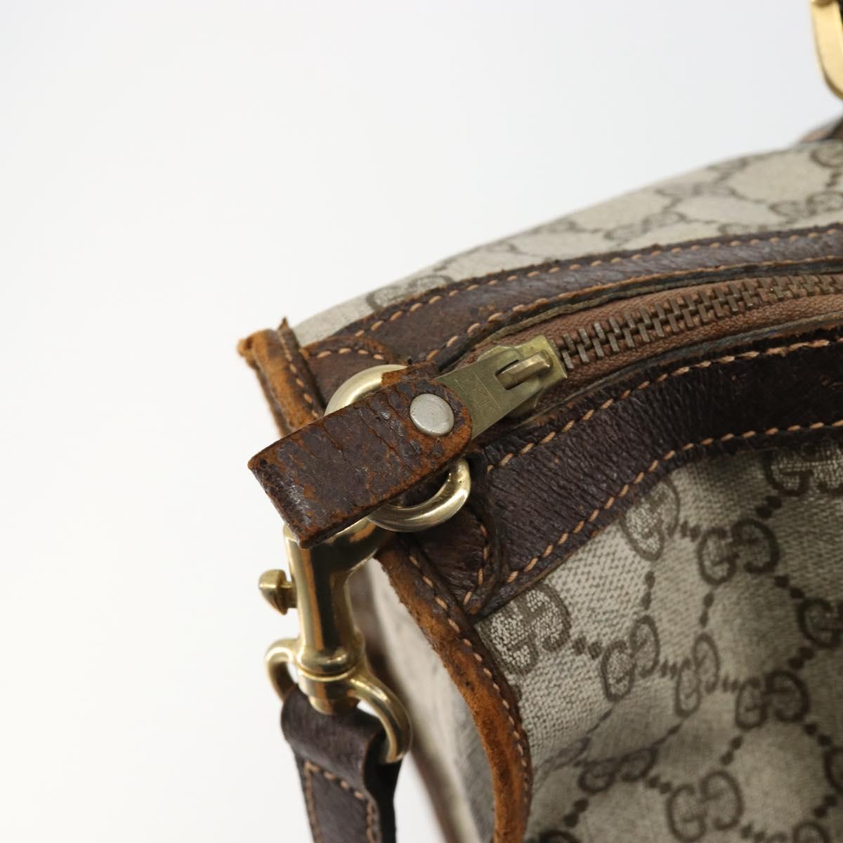 GUCCI GG Supreme Hand Bag PVC 2way Beige Gold Auth 183973