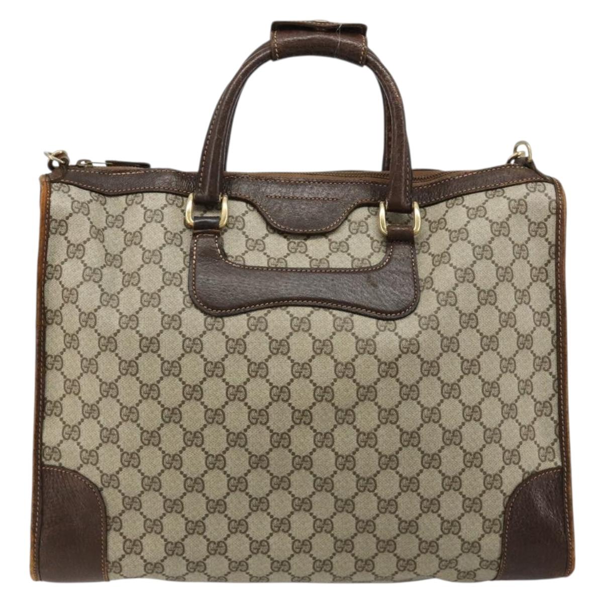 GUCCI GG Supreme Hand Bag PVC 2way Beige Gold Auth 183973