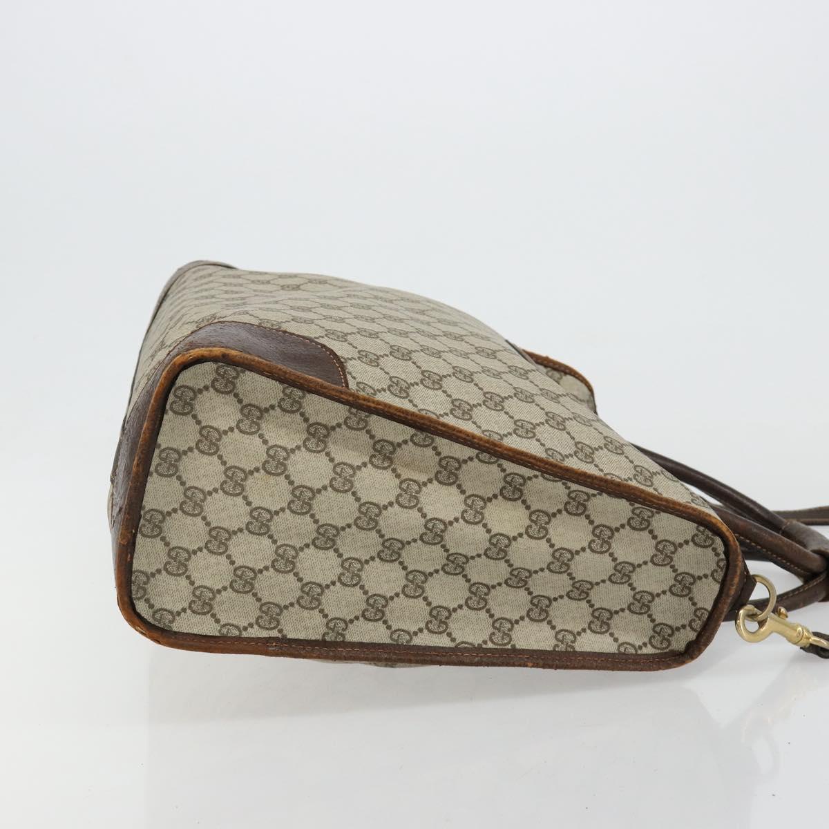 GUCCI GG Supreme Hand Bag PVC 2way Beige Gold Auth 183973