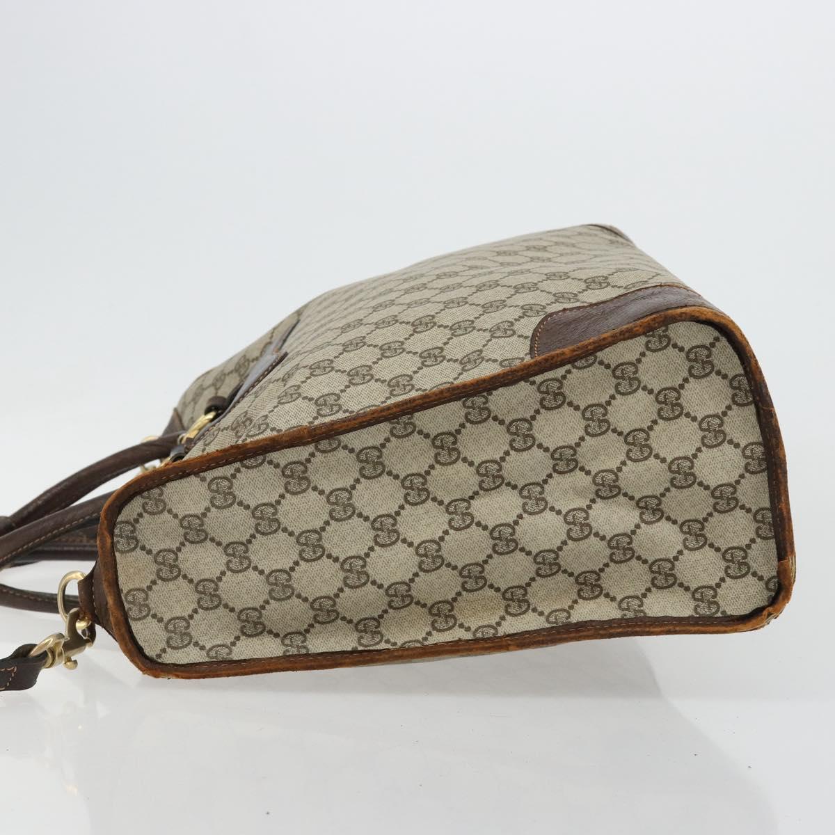 GUCCI GG Supreme Hand Bag PVC 2way Beige Gold Auth 183973