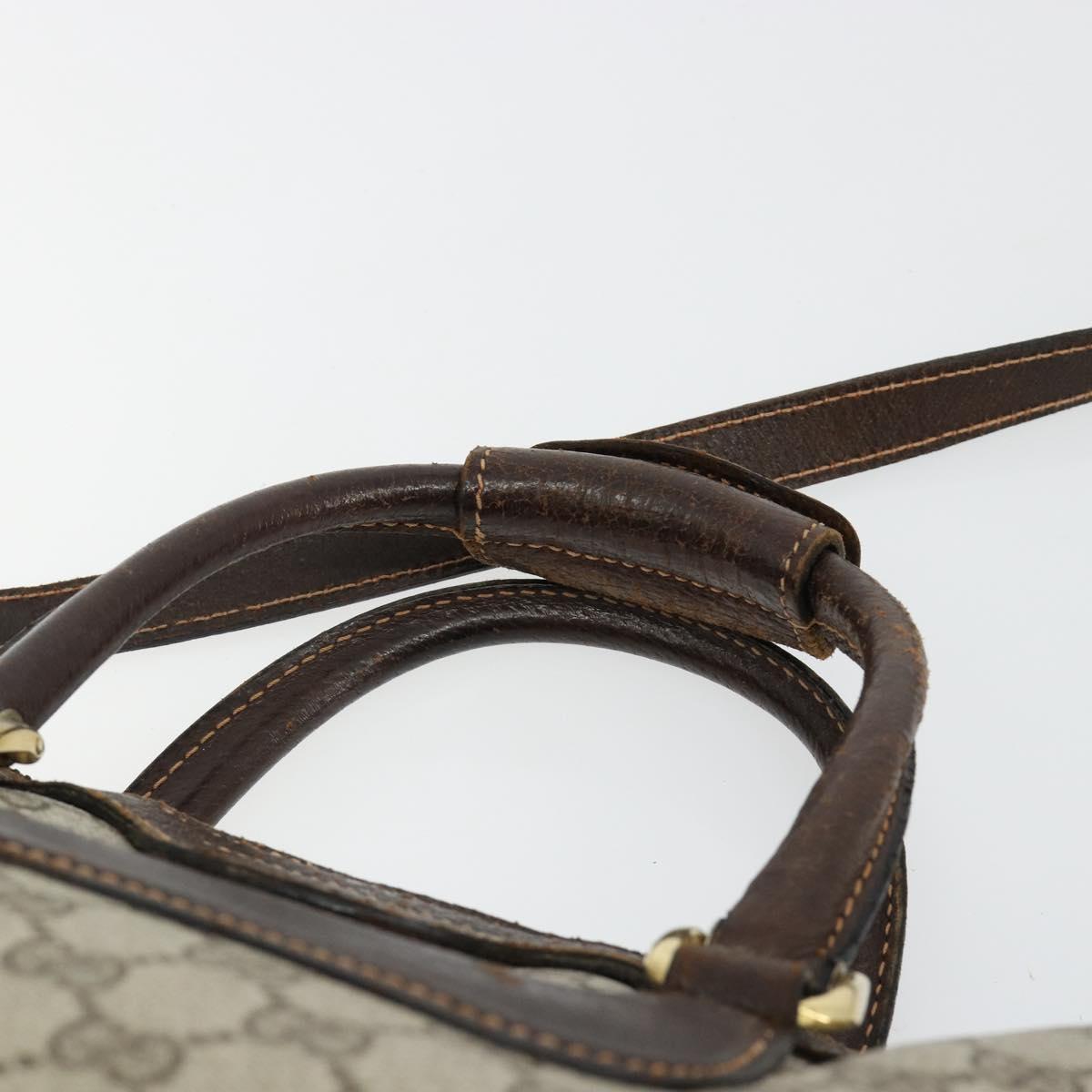 GUCCI GG Supreme Hand Bag PVC 2way Beige Gold Auth 183973