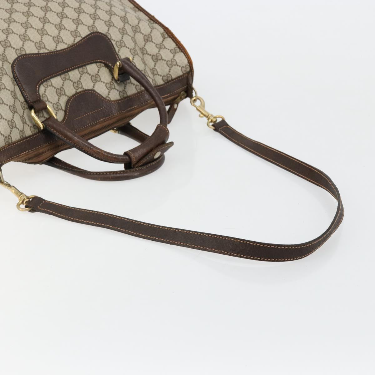 GUCCI GG Supreme Hand Bag PVC 2way Beige Gold Auth 183973