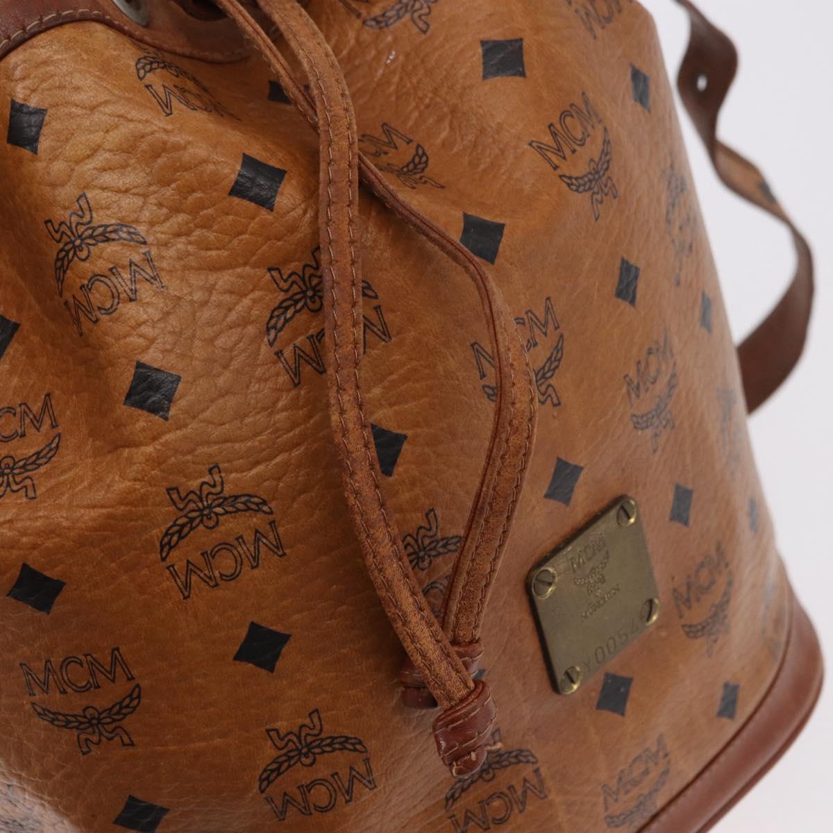 MCM Vicetos Logogram Shoulder Bag PVC Leather Brown Gold Auth 183974