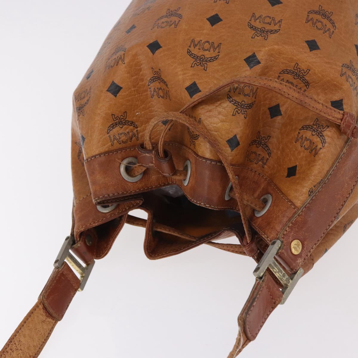 MCM Vicetos Logogram Shoulder Bag PVC Leather Brown Gold Auth 183974
