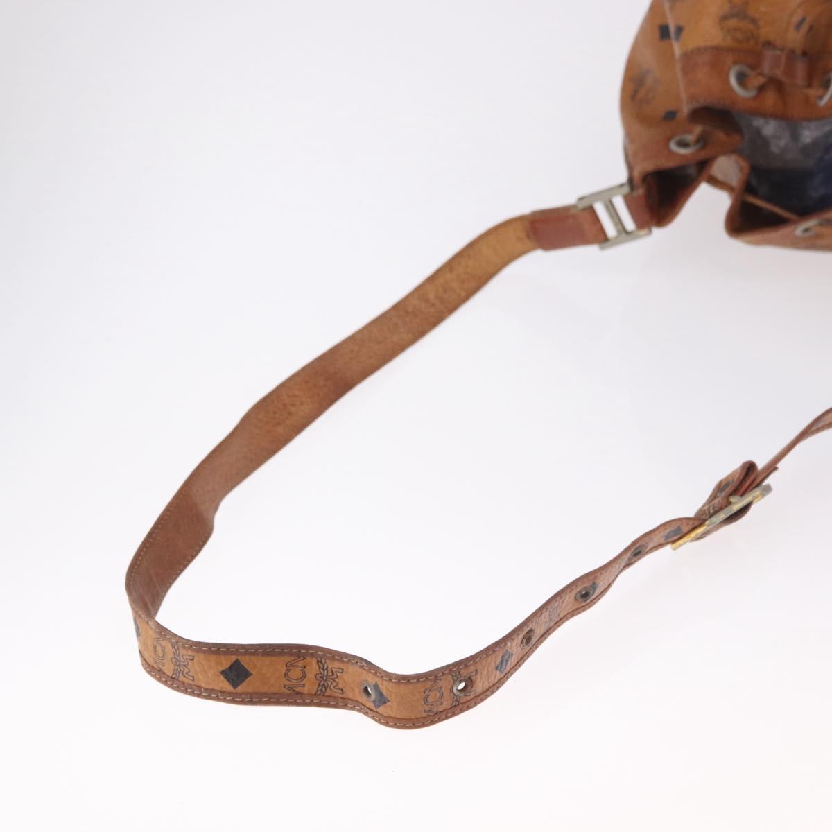 MCM Vicetos Logogram Shoulder Bag PVC Leather Brown Gold Auth 183974