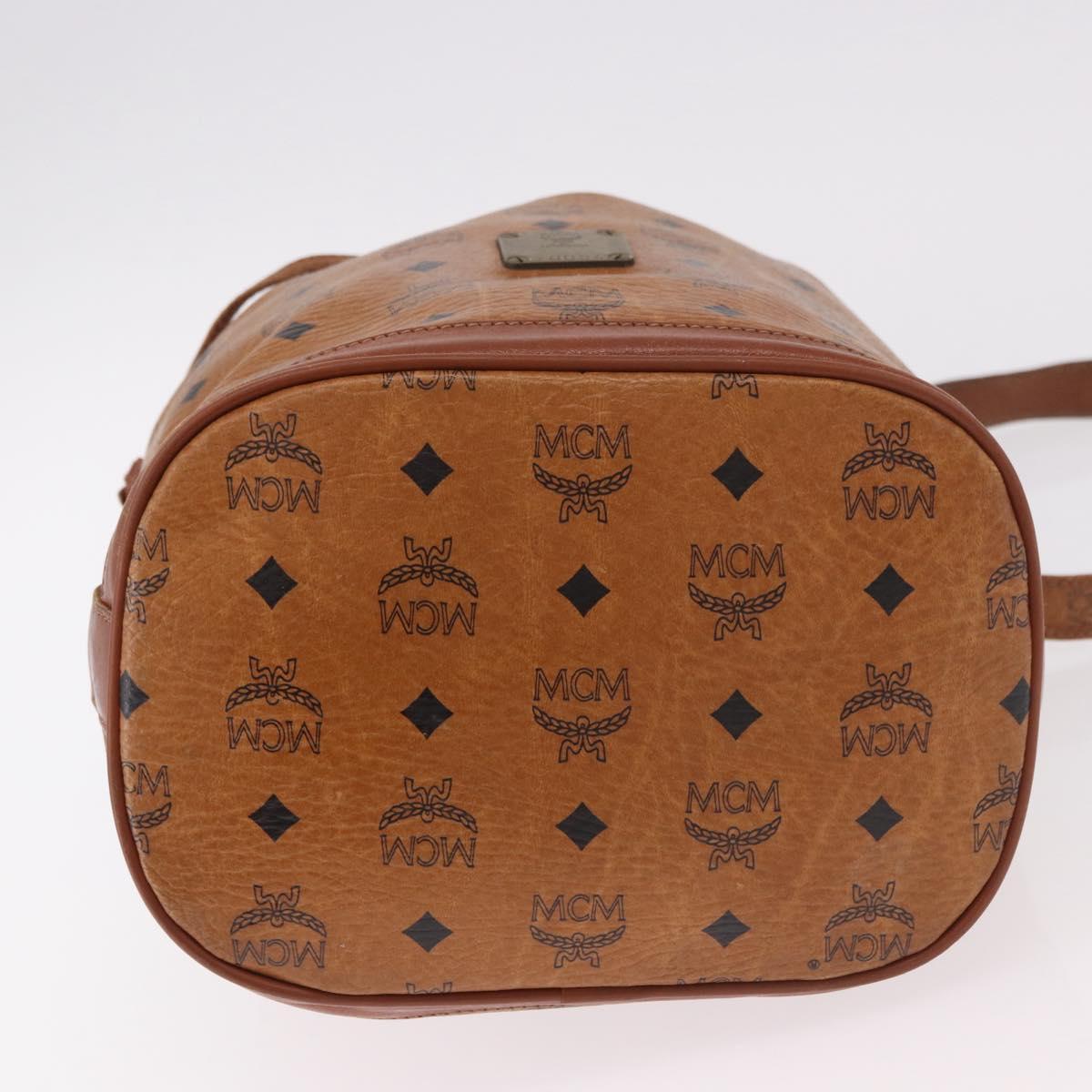 MCM Vicetos Logogram Shoulder Bag PVC Leather Brown Gold Auth 183974