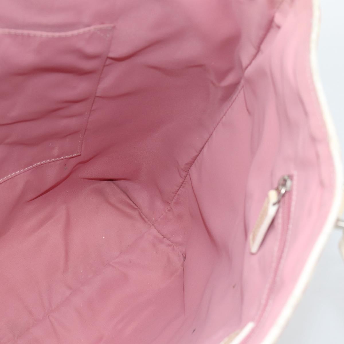 Christian Dior Trotter Canvas Tote Bag PVC Pink Silver Auth 183975