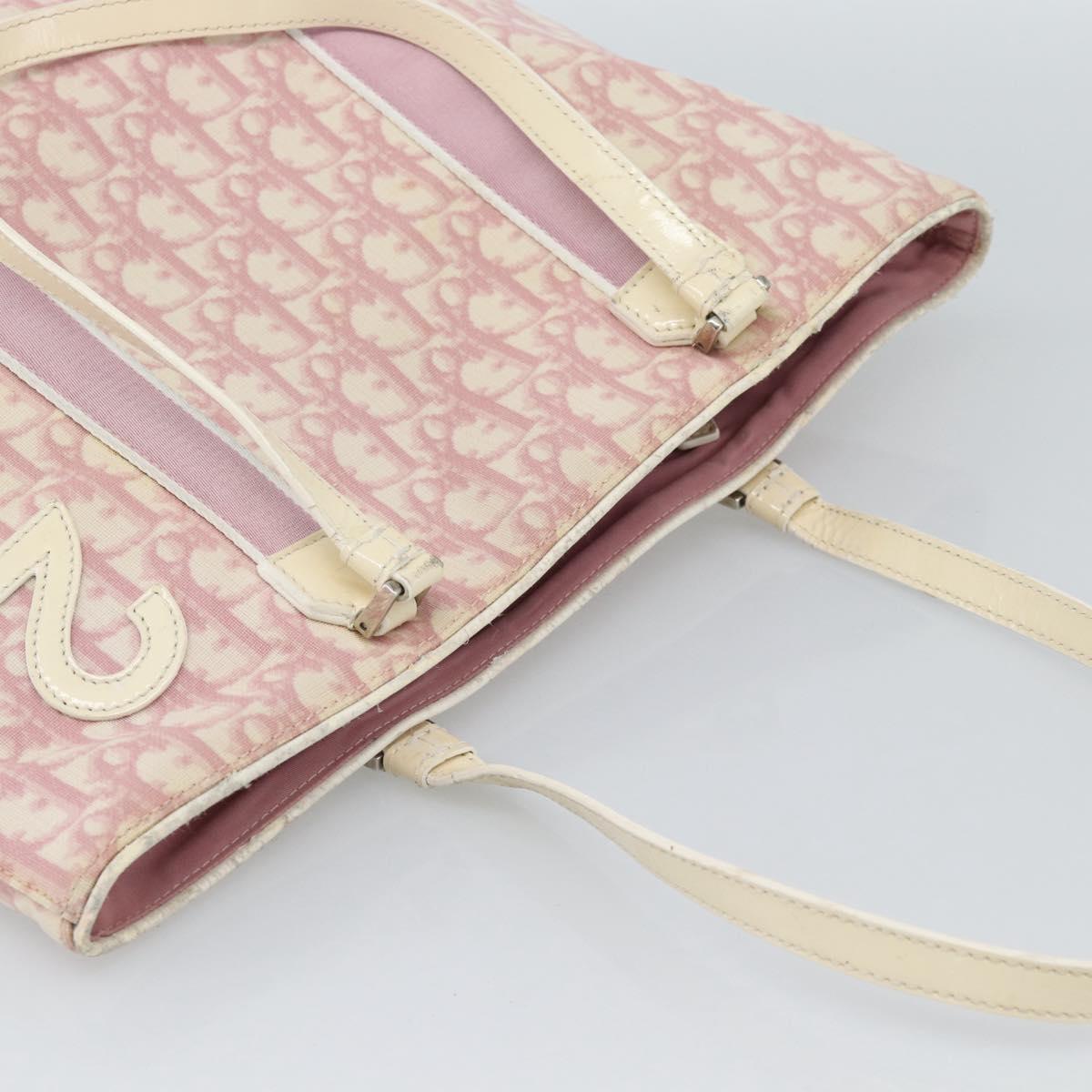 Christian Dior Trotter Canvas Tote Bag PVC Pink Silver Auth 183975