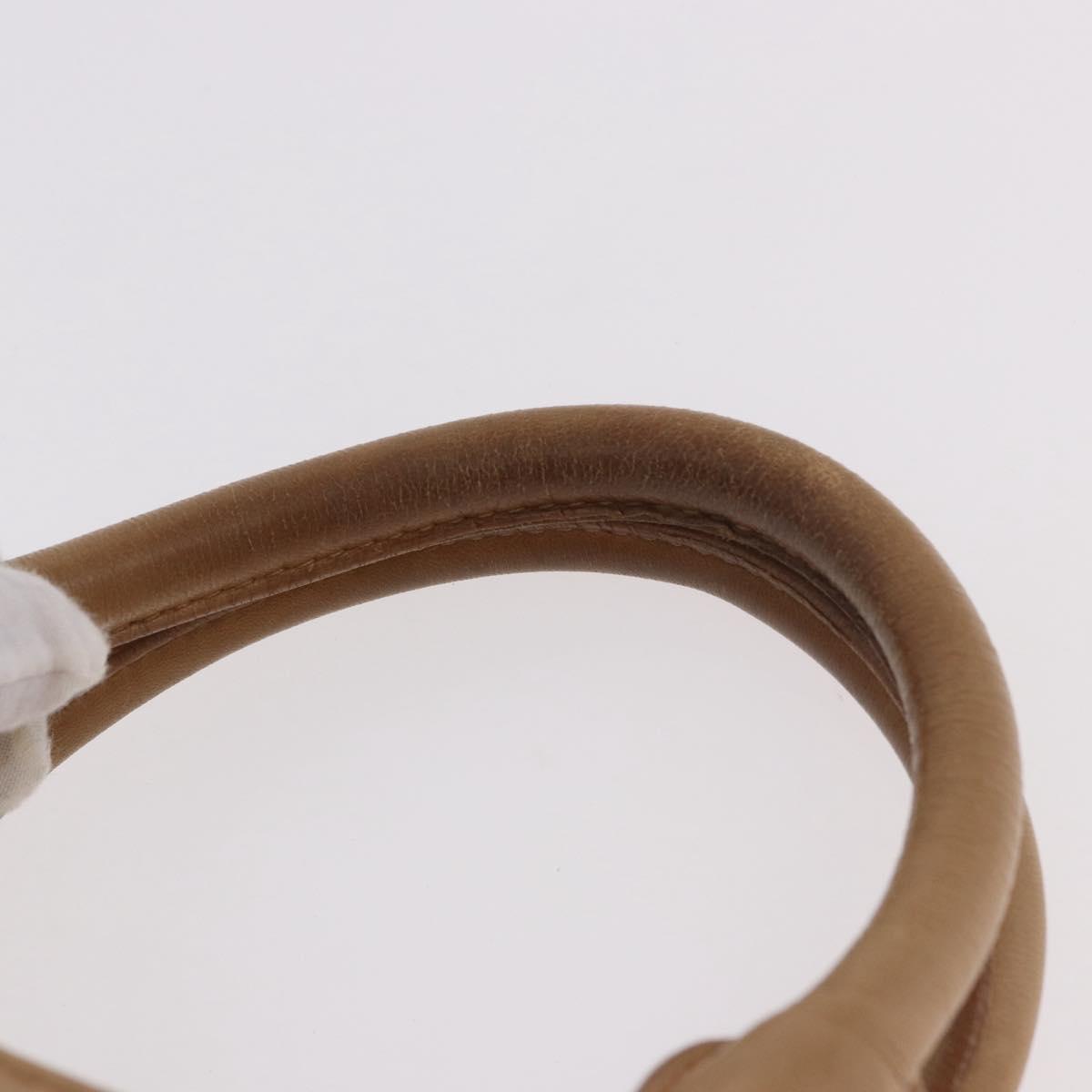 Miu Miu Hand Bag Leather 2way Beige Gold Auth 183976A