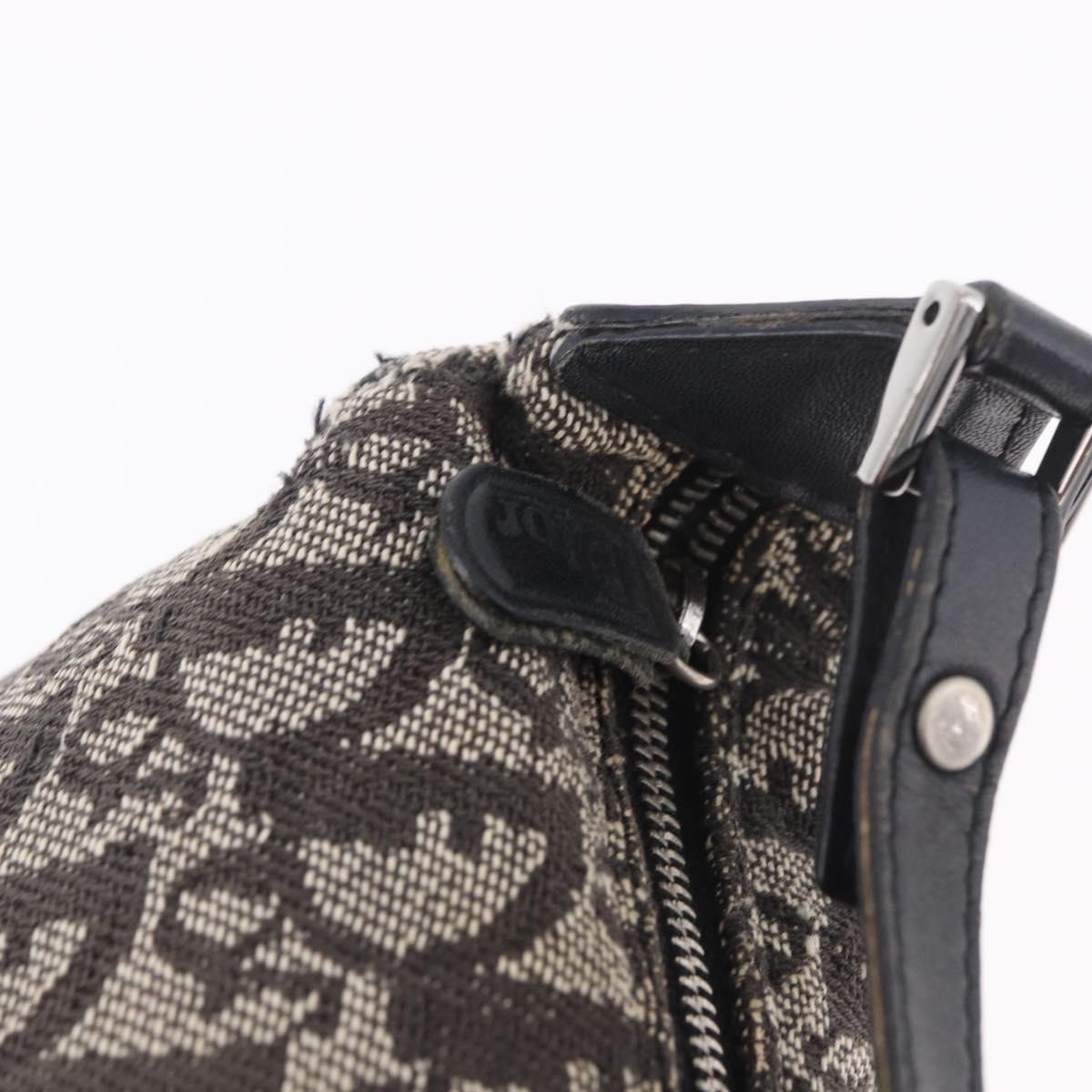 Christian Dior Trotter Canvas Hand Bag Black Silver Auth 183978