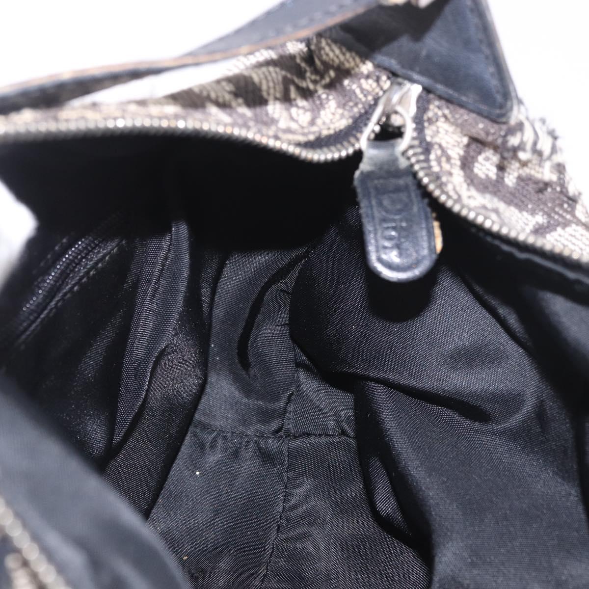 Christian Dior Trotter Canvas Hand Bag Black Silver Auth 183978
