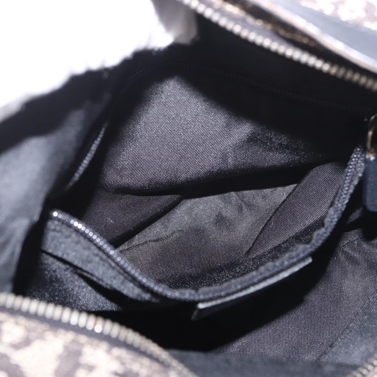 Christian Dior Trotter Canvas Hand Bag Black Silver Auth 183978