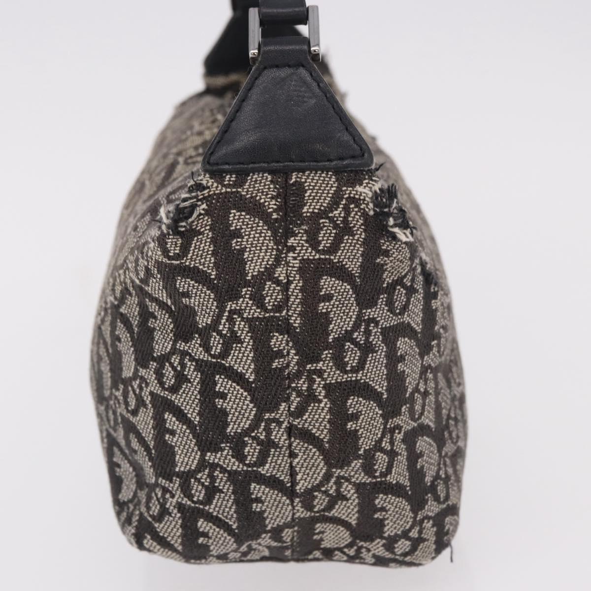 Christian Dior Trotter Canvas Hand Bag Black Silver Auth 183978