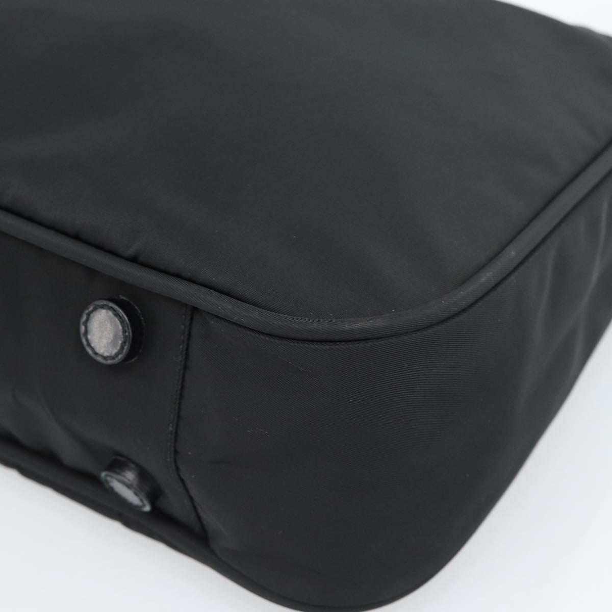 PRADA Shoulder Bag Nylon Black Silver Auth 183980